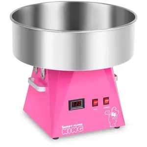 Zuckerwattemaschine mit pinkem Gehäuse und Edelstahlschüssel